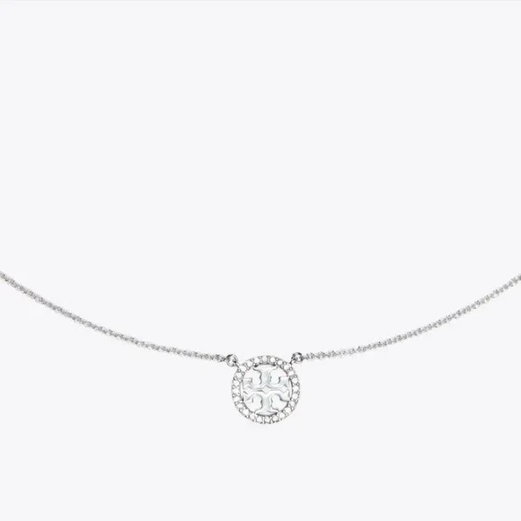 Tory Burch Silver Round Pave 16 in. Necklace - Picture 2 of 3
